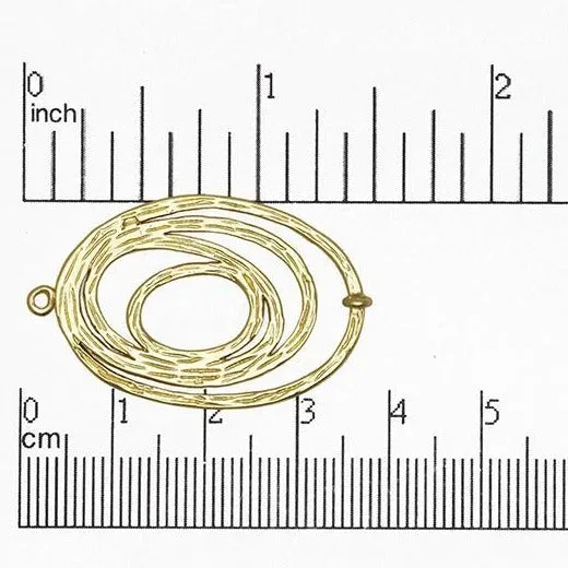 37mm x 23mm Textured Circular Loop Connector - Made of Brass - Satin Rhodium Silver and Satin Hamilton Gold Finishes - Sold by the Piece - K2