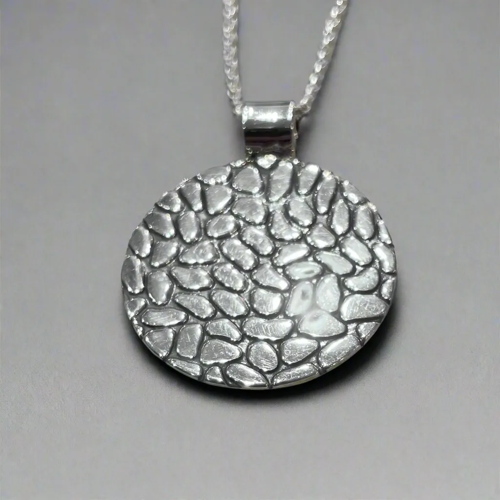 Camila - Disc Oxidised Silver Pendant