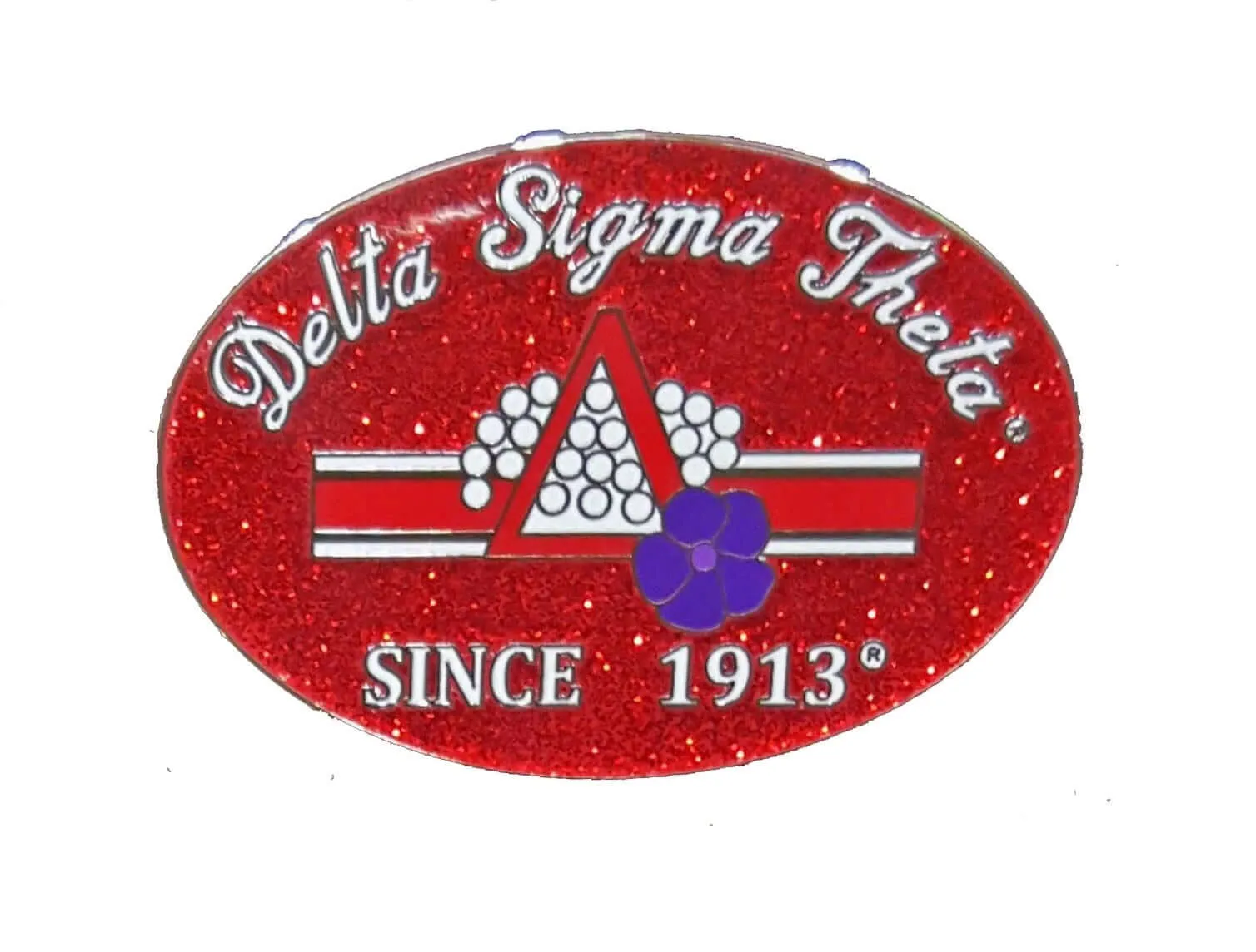Delta Pins - Red Glitter Oval