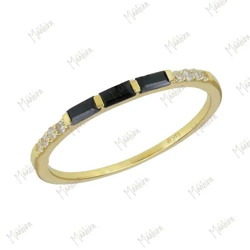 Diamond & Black Spinel Band Ring 6
