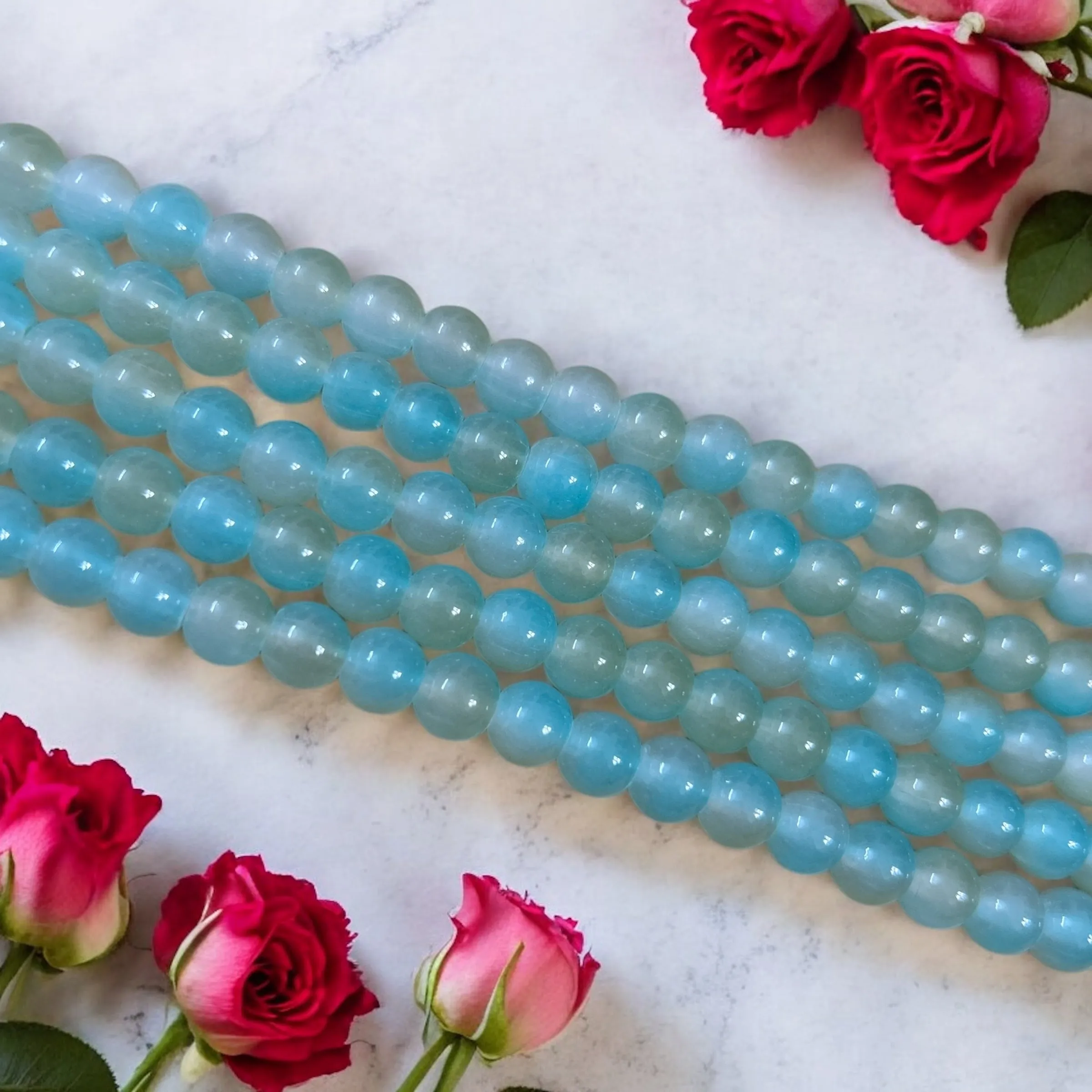Dual Shade Jelly Beads 8mm - Blue & Green