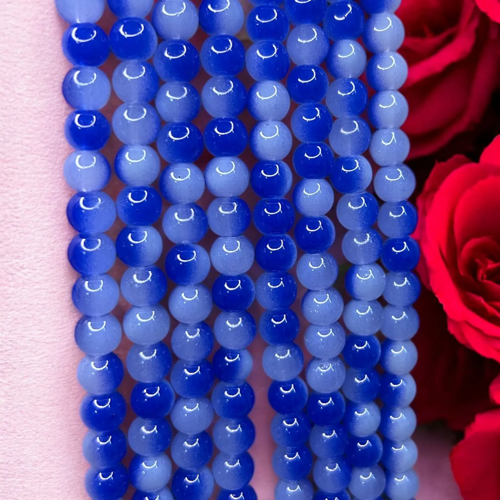 Dual Shade Jelly Beads 8mm - Blue & White