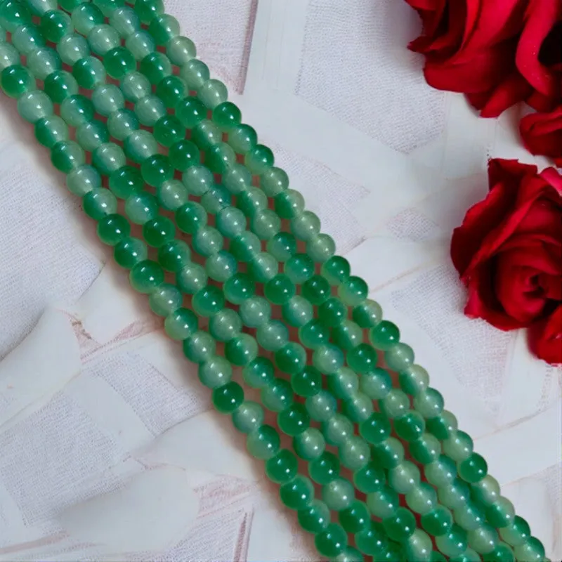 Dual Shade Jelly Beads 8mm - Dark Green & White