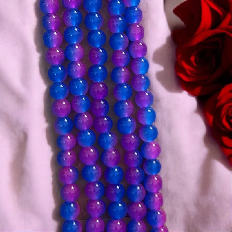 Dual Shade Jelly Beads 8mm - Dark Pink & Blue