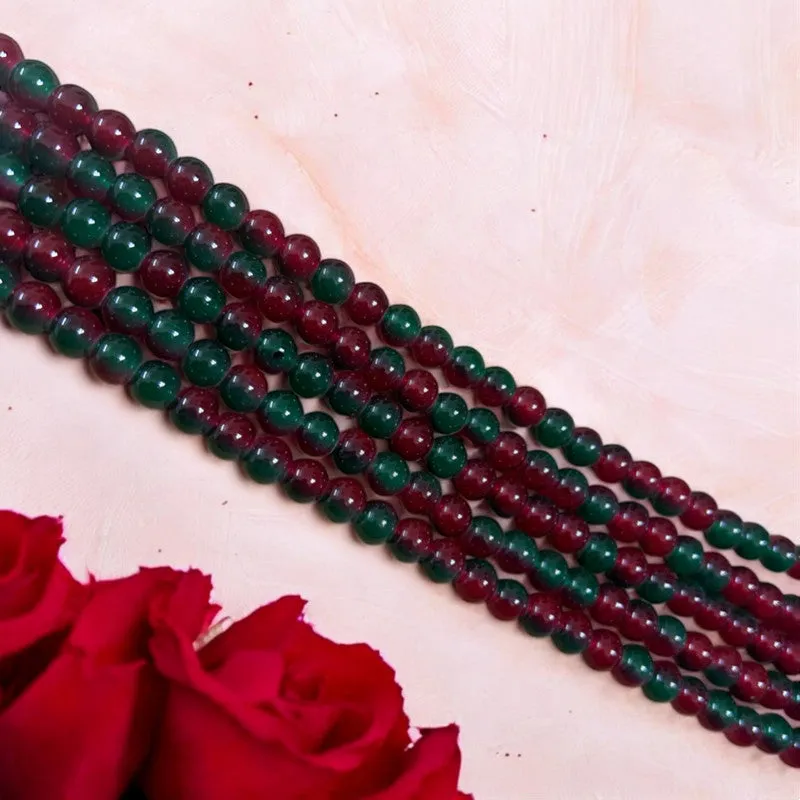 Dual Shade Jelly Beads 8mm - Red & Green