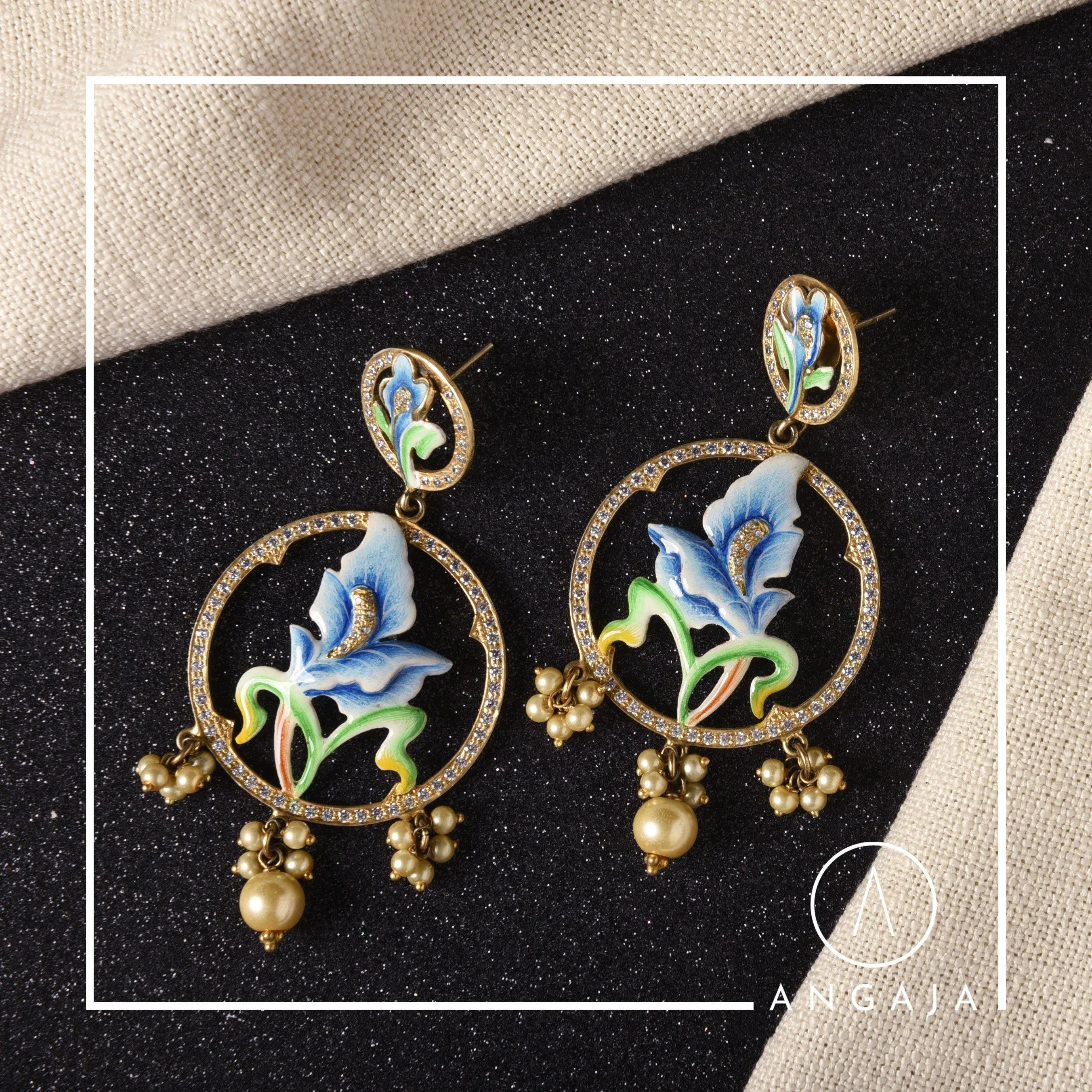 Enamel Silver Earrings