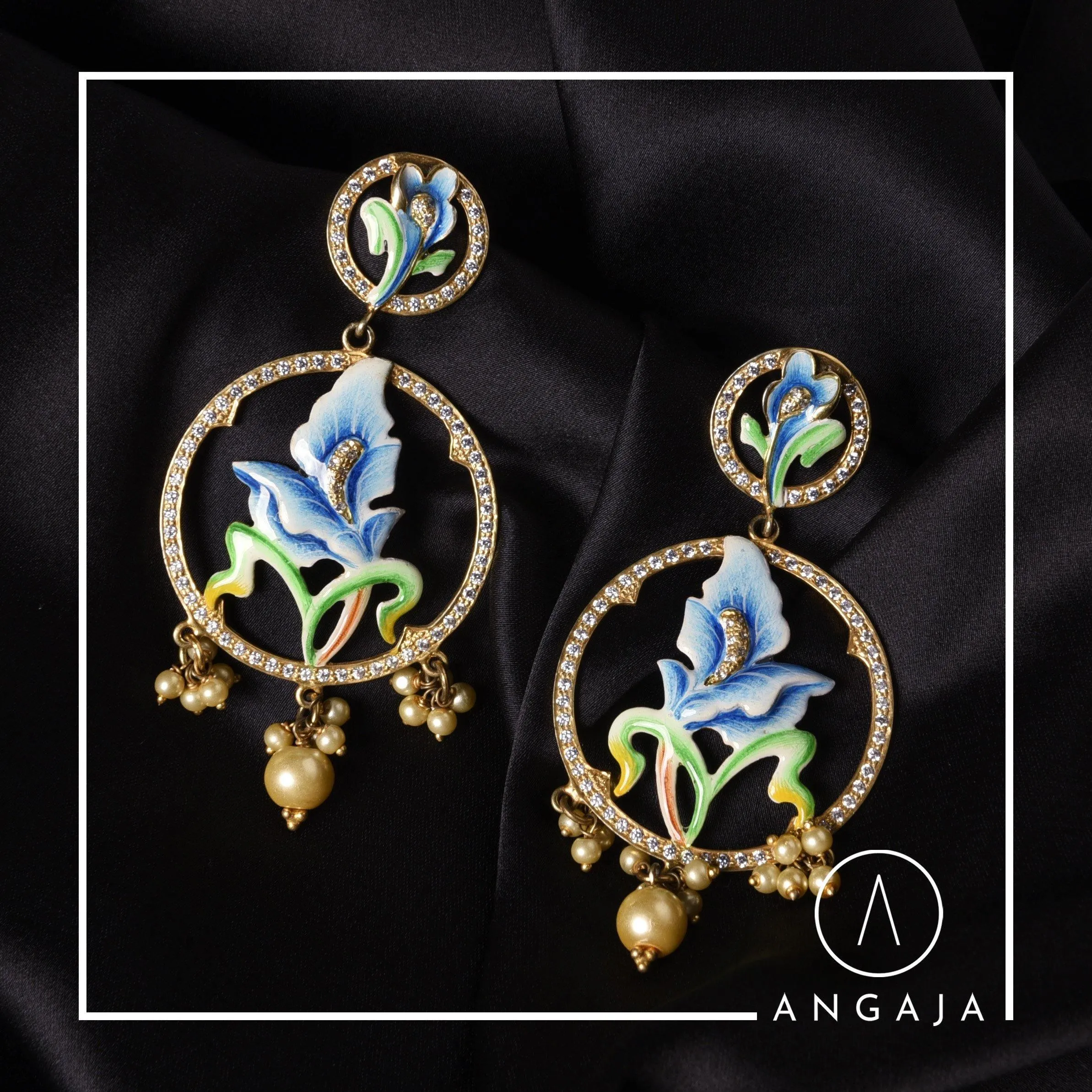 Enamel Silver Earrings