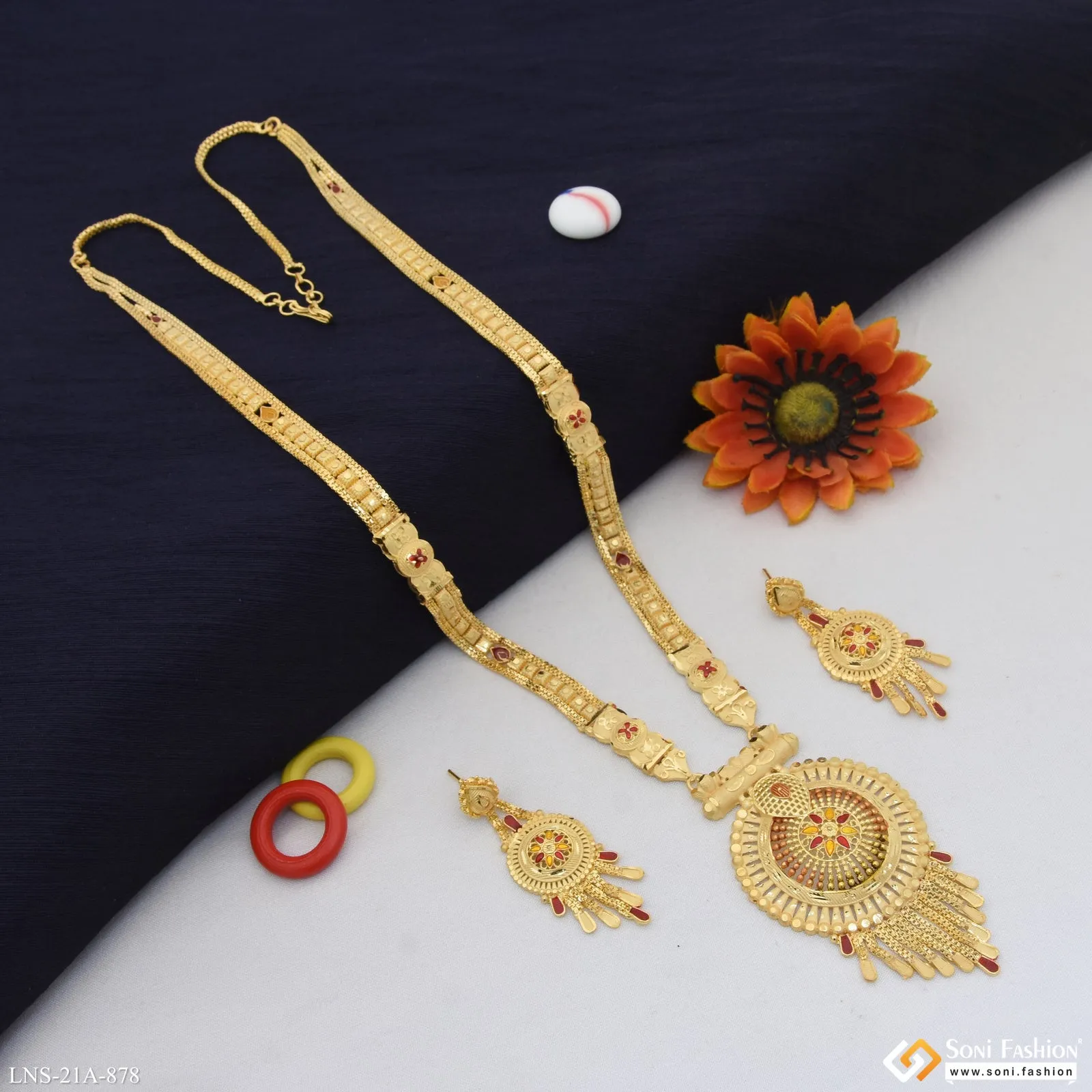Eye-Catching Design Gold Plated Necklace Set for Women - Style A878