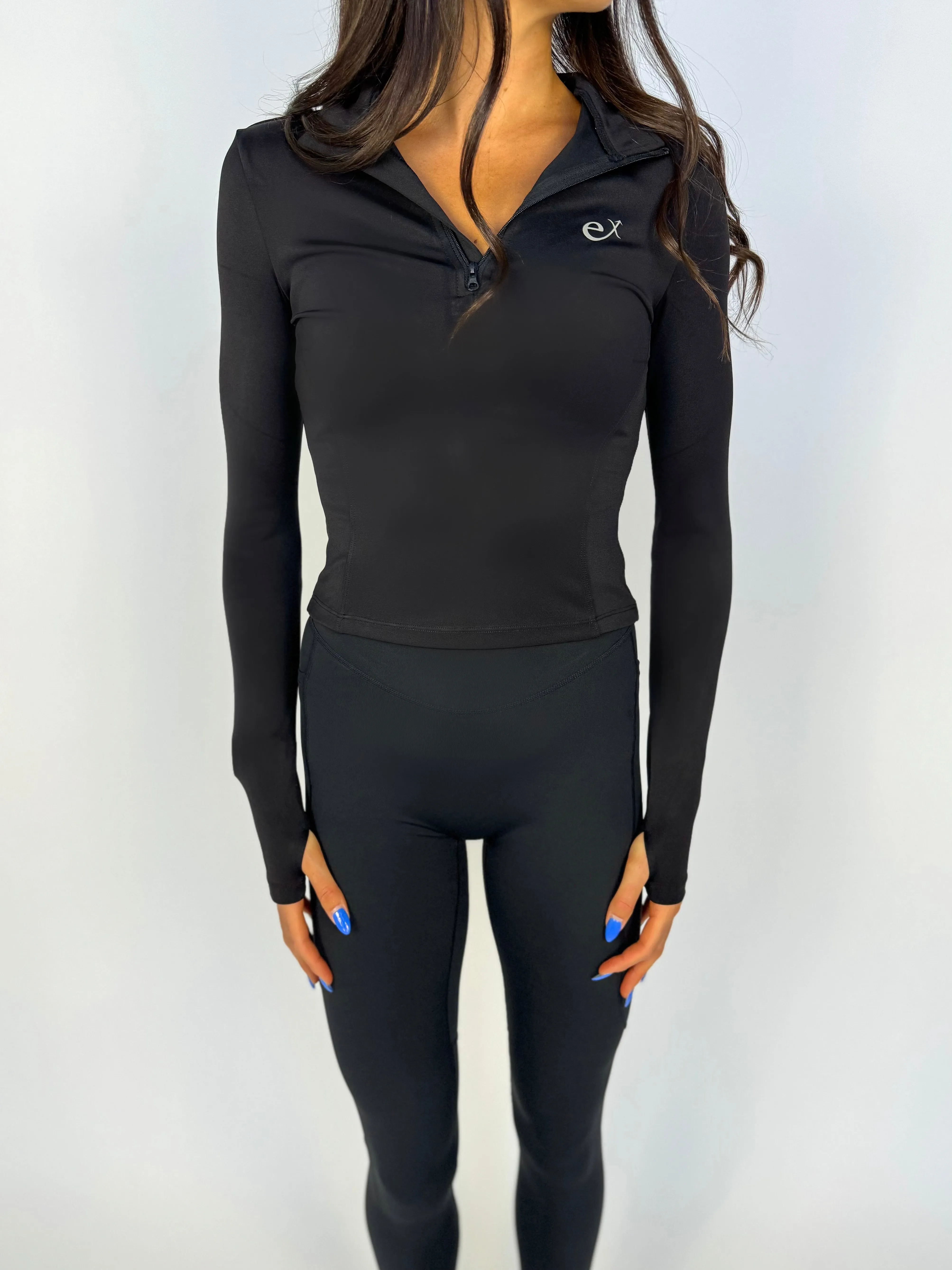 Faster Than Light Quarter Zip- Midnight Black