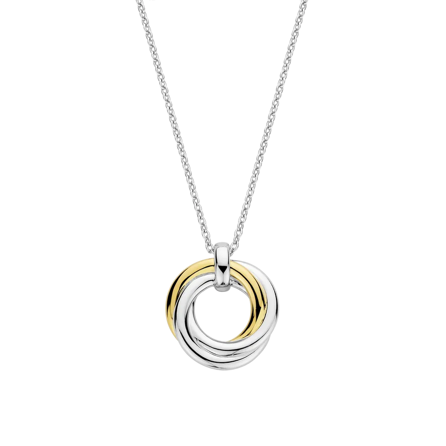 Milano CZ Circular Pendant Necklace - Gold/Silver - 34055ZY/42