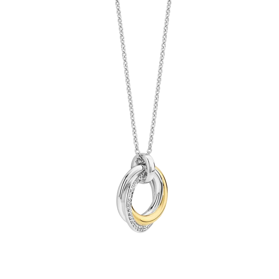 Milano CZ Circular Pendant Necklace - Gold/Silver - 34055ZY/42
