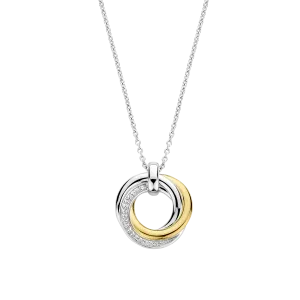 Milano CZ Circular Pendant Necklace - Gold/Silver - 34055ZY/42