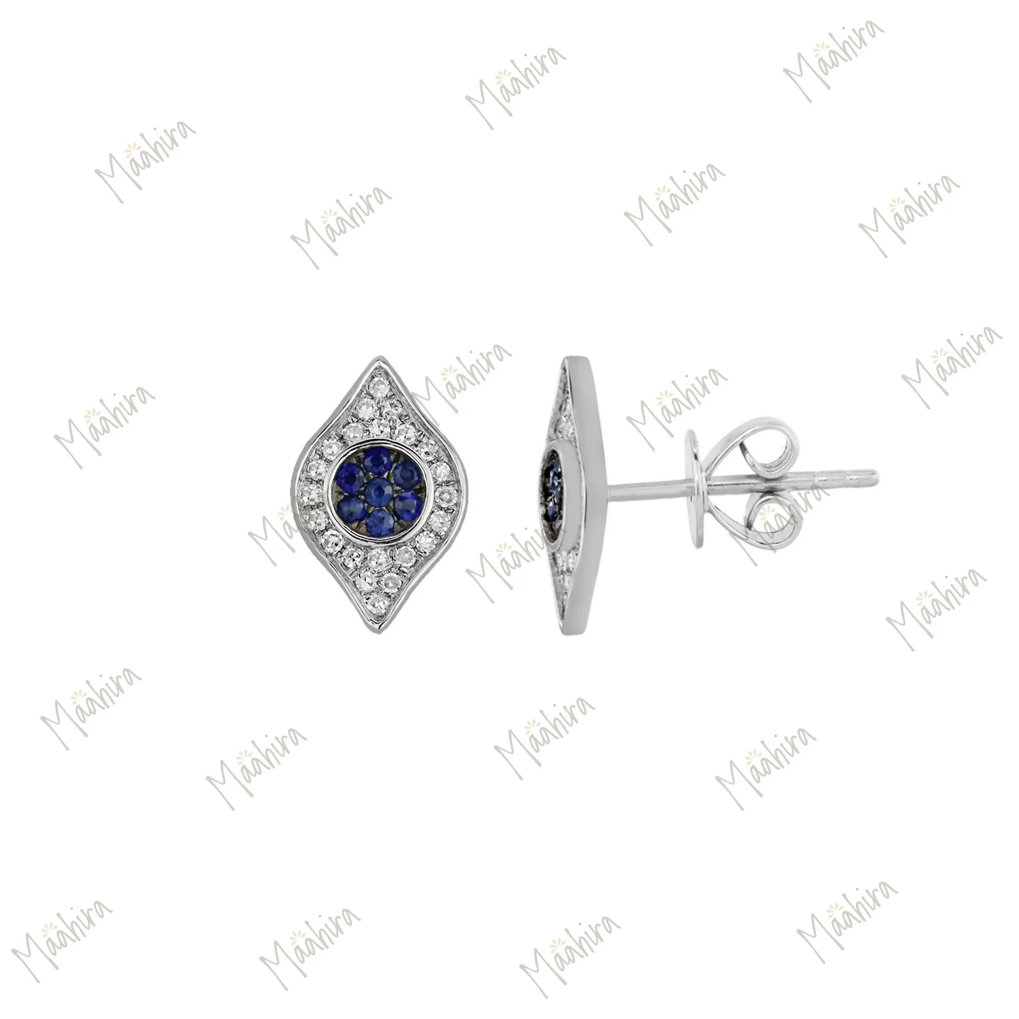 Stunning Diamond Evil Eye Stone Stud Earring Perfect For Everyday Wear