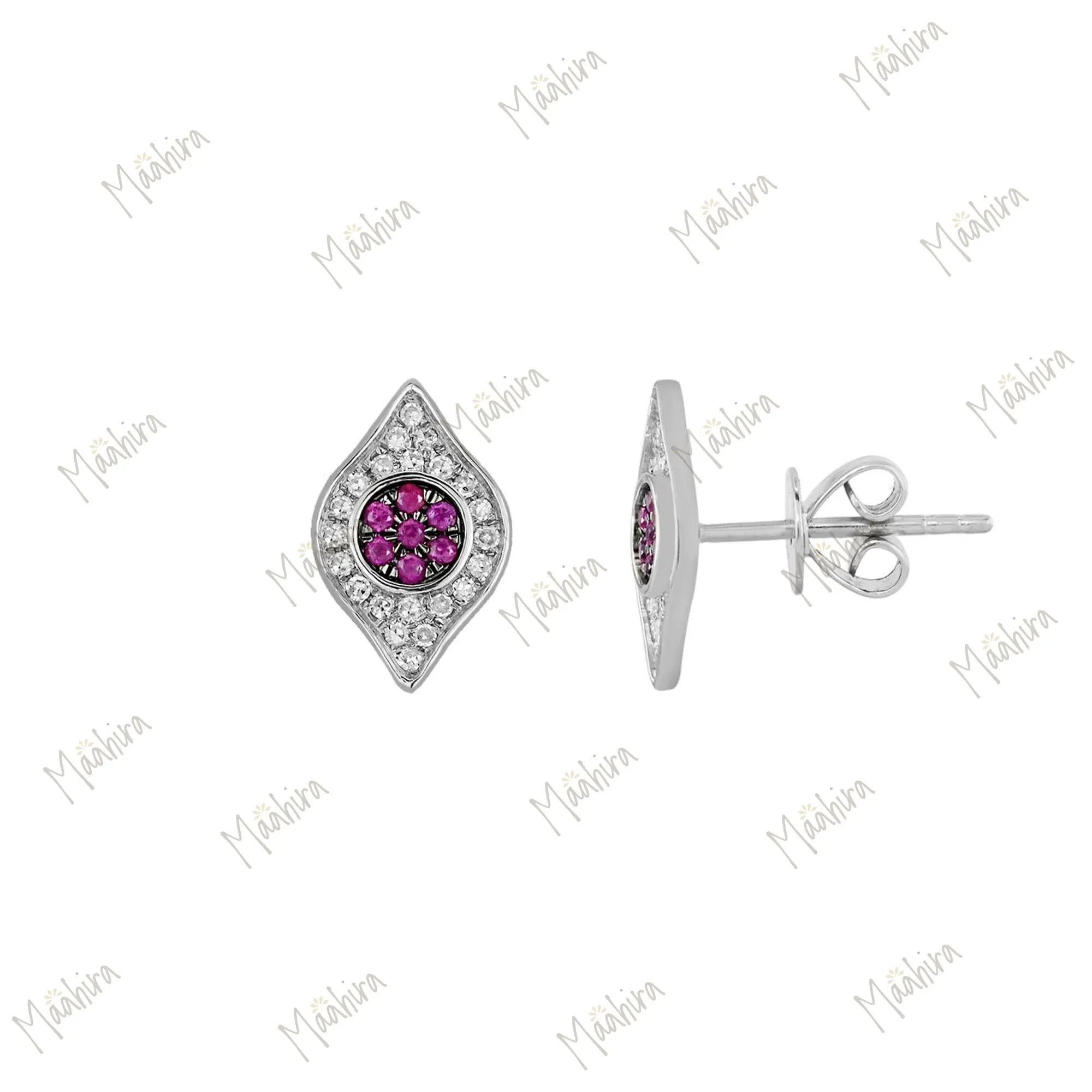 Stunning Diamond Evil Eye Stone Stud Earring Perfect For Everyday Wear