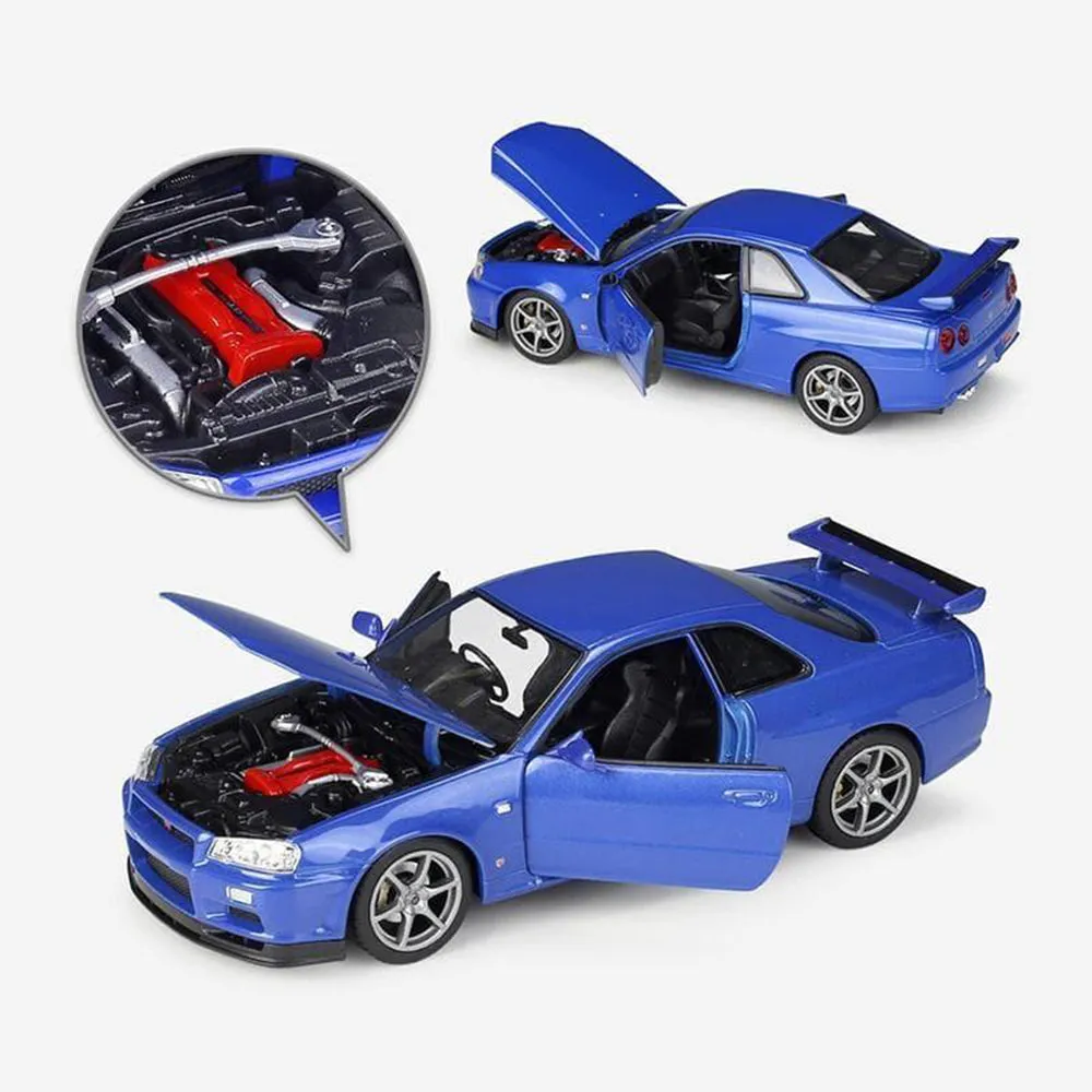 WELLY 1:24 NISSAN SKYLINE GT-R R34 ALLOY MODEL CAR