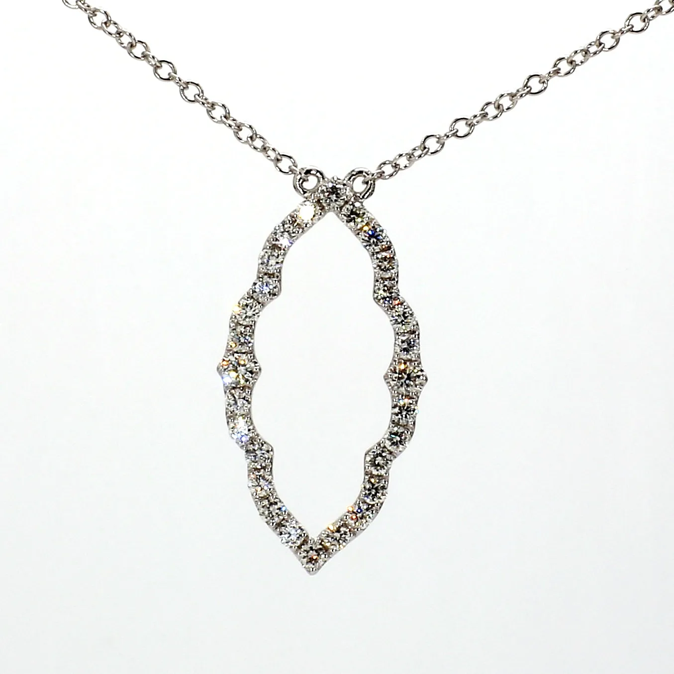 White Gold & Diamond Ellipse Necklace